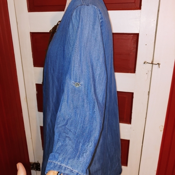 Karen Kane Lace Up Denim Tunic L - Picture 5 of 5